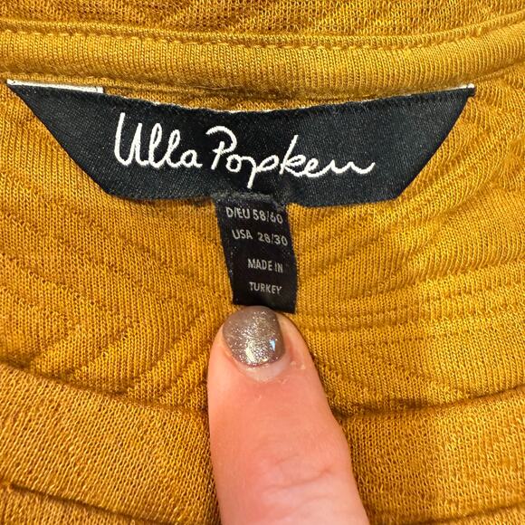 Ulla Popken Plus Crew Neck 3/4 Sleeve Mustard Quilted Design Sweatshirt - 28/30 - Picture 8 of 10
